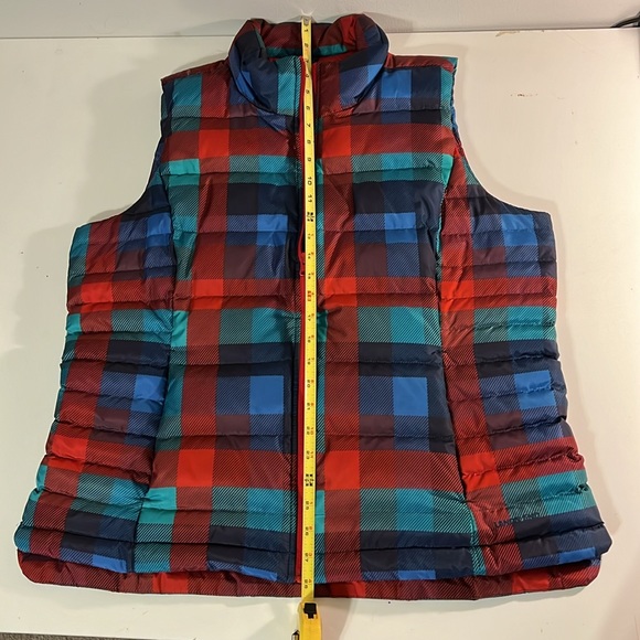 Lands' End Red/Blue Plaid 600 Down Insulated FullZip Puffer Vest Women’s Large - Picture 8 of 11